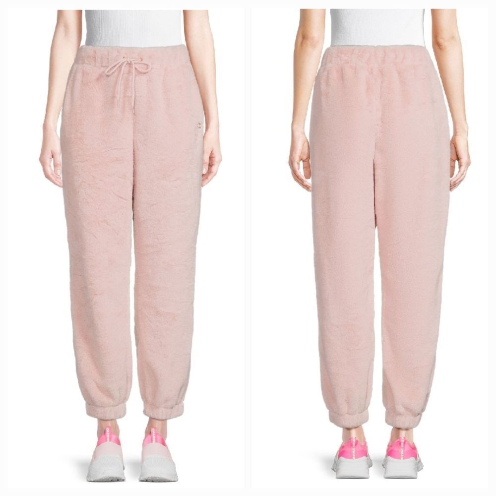 🔸️NWT Pink Faux Fur Plush Jogger Pants Medium
